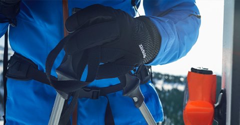 Person's hands in gloves 